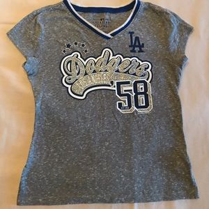 Dodgers v neck short sleeve shirt